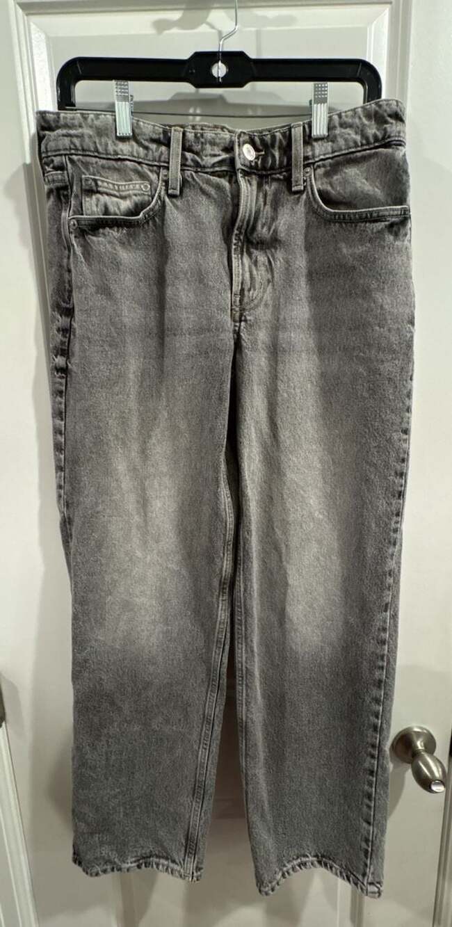 &Denim Baggy Low Waist Jeans Size 6 Gray Washed Denim
